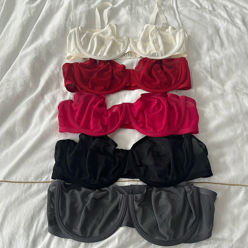 Cuup Balconette Mesh Bras 38D Set of 5 EUC